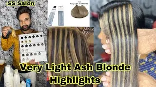Very Light Ash Blonde Highlights for Beginners step-by-step // 9.1 Ash Blonde One Shade Dye Method