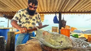 Incredible Knife Skills in Street Fish Market &ndash; Huge Fish Cut Live!