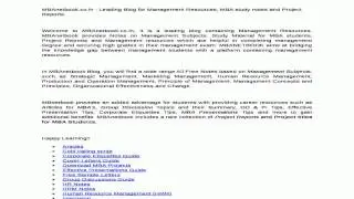 MBAnetbook.co.in - Leading Blog for Management Resources, MBA study notes and Project Reports.