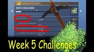 Fortnite Week 5 Challenges - How to use The Bush and deal DAMAGE with Pickaxe to Opponents