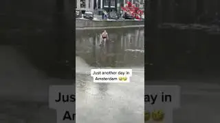 Amsterdam channel ice skating 🤣 #amsterdam #ice #funny #crazy #lol #viral #tiktok #shorts #failarmy