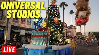 🔴Live: Universal Studios Orlando holiday Parade and Decorations around the park 11/26/2024