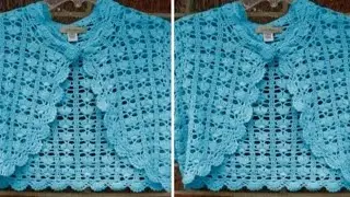 Blue colour mein beautiful crochet Bolero jacket for ladies/girl #(part 1) size 34-36