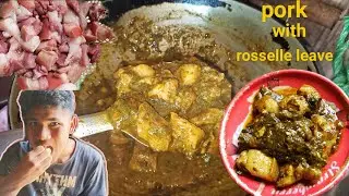 ROSSELLE LEAVE WITH PORK CURRY(Oma Bedorjwng Mwitha Wngkrwi)💥Bodo Cooking Simple Way