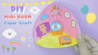 DIY Mini paper house room / How to make paper dollhouse / free printable