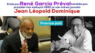 Kandida pou prezidan Rene Garcia Preval tap reponn kesyon jounalis Jean Dominique an 1995