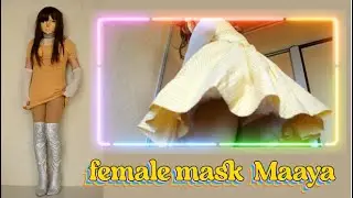 female mask kigurumi doll　yellow mini-dress girl