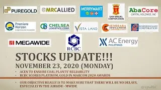 Обновление акций 23 ноября 2020 г. #PGOLD #MRC #MM #SMC #ABA #PHA #C #VLL #SCC #RLC #MWIDE #RCBC #ACEN