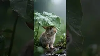 Little Bunny and the Rain Shelter Leaf #rain #rainsound #relax #cuteanimals