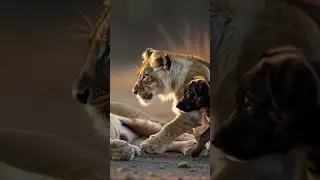 OMG😯😯 Lion and puppy is helping a poor lion!!🌌