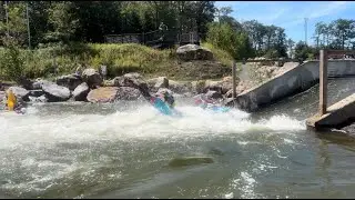 Kayaking straight through the whitewater park at WISP, MD, uncut.