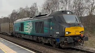 68005 DRS pass through Chesterfield railway station 