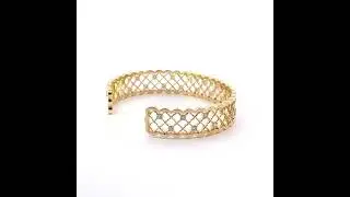 18K Gold Hollow Diamond Cuff #diamonddesign