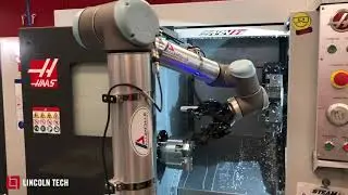 Lincoln Tech&rsquo;s Advanced Manufacturing Program demonstrates a robotic arm on a Haas CNC Machine