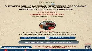 Preparation of Draft Research Memo |SC Law Clerk-cum-research associate Examination&ndash;Mentorship Prog.