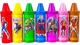 AVENGERS SPIDERMAN CRAYON TOYS ASMR Action Figures:Unboxing, Spiderman, Ironman, Hulk,Thor, Thanos