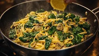 Fragrant pasta with mushrooms and spinach—a secret lemon accent! | Besten Rezepte Essen