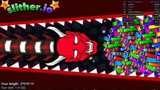 Slither.io A.I. Oni Demon Vs Giant Snakes - Epic Skin Slitherio Vip Best Gameplay - World Record