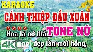 Cánh Thiệp Đầu Xuân Karaoke Tone Nữ Beat Chuẩn | Đình Long Karaoke