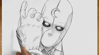 Drawing Mr. KNIGHT from MOON KNIGHT | USING ONLY 1 PEN | Drawing Marvel characters