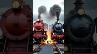 Head-On Train Collision &mdash; AI simulation video #shorts #shortsfeed #train #collision
