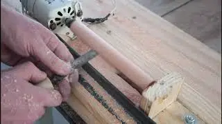 Torneando madeira em casa, torno caseiro