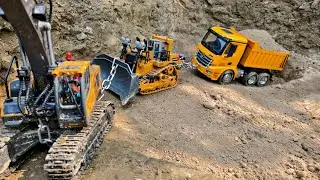 RC Truck Drag by Bulldozer and JCB | JCB Video | RC Truck videos