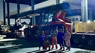 Part 16. 7 Units kalmar reach stacker on a gooseneck+2axle+drop deck(11m)+4axle (goldhofer brand )