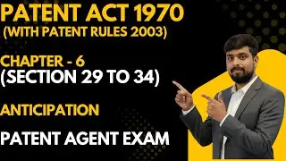 Chapter 6 Anticipation (Sec 29-34) of patent act 1970  | Patent agent exam preparation
