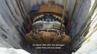 Bertha- Raising tunnel boring machine Bertha from below
