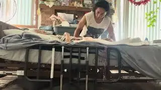 Caregiving: Hack to Put Pad Underneath Mom Laying in Bed (7.25.25) IMG 3479