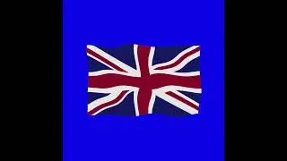 United Kingdom UK 2d flag  green screen flag animation