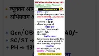 Bihar SSC Parichari New Vacancy 2025 ll BSSC Office Attendant Vacancy 2025 ll BSSC New Vacancy 2025