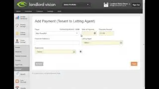Landlord Vision: Recording Payments Made from Tenants to Letting Agents