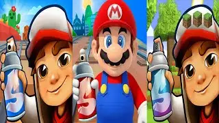 Subway Surfers Brawl Stars 2025 Unlock Max VS Subway Mario VS Minecraft Blocks Run Gameplay HD