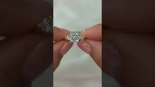 4 30 Carat Lab Grown Cushion Diamond Engagement Ring , 18K Yellow Gold with Round Side Diamonds