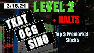 3/18/21 $TKAT $OCG $SINO Level 2 tape replays for TKAT halts what a messy trading day this morning