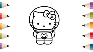 Cute Hello Kitty Drawing, Painting and Coloring For Kids and Toddlers_ Easy Drawing 😆😆