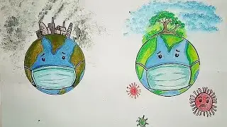How to draw the Earth wearing a mask | #CORONAVIRUS awareness art