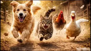 Long Slide Game With Cow Elephant Gorilla Hippopotamus Tiger - 3d Animal Game - Funny 3d Animals