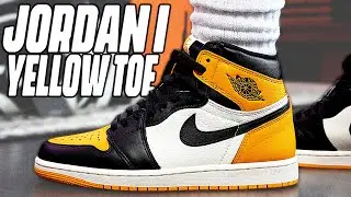 Обзор кроссовок Air Jordan 1 TAXI Yellow Toe и видео пешком в 4K!