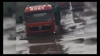 Extremely Dangerous Trucks Crossing Flooded Rivers and Wooden Bridges