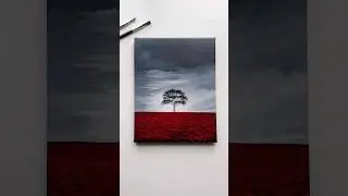 Solitude in Scarlet Acrylic Painting 🌹🖤 #art #acrylicpainting #canvaspainting