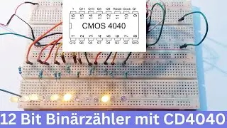12-Bit-Bin&auml;rz&auml;hler mit CD4040 und LEDs auf Breadboard