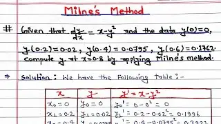 Milne&rsquo;s Method Explained | Step-by-Step Predictor&ndash;Corrector Example | Numerical Methods