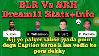 BLR Vs SRH Dream11 Stats+Info