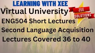 ENG504 Second Language Acquisition Short lectures of 36 to 40 lectures Virtual University