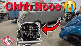 VCS Vintage VW Restoration shop daily update, Episode 599, Out with the Mouse Gray '63 Bus motor! 