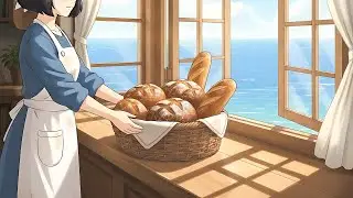 Seaside Bakery Ambience 🍞 Ocean Waves & Fresh Bread | Ghibli Style ASMR