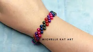 Rainbow pearl bracelet, making beaded bracelet with pearls, easy beading tutorial